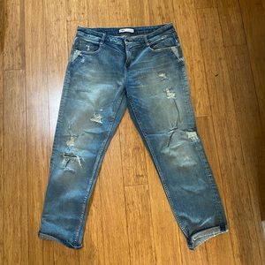 Zara Women’s Boyfriend Distressed Jeans - Size 8